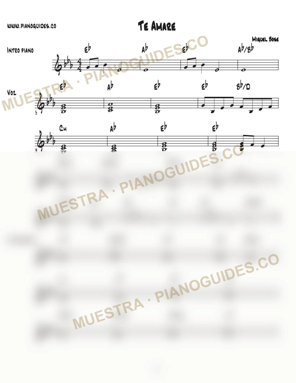 Primera página de la guía Te Amaré