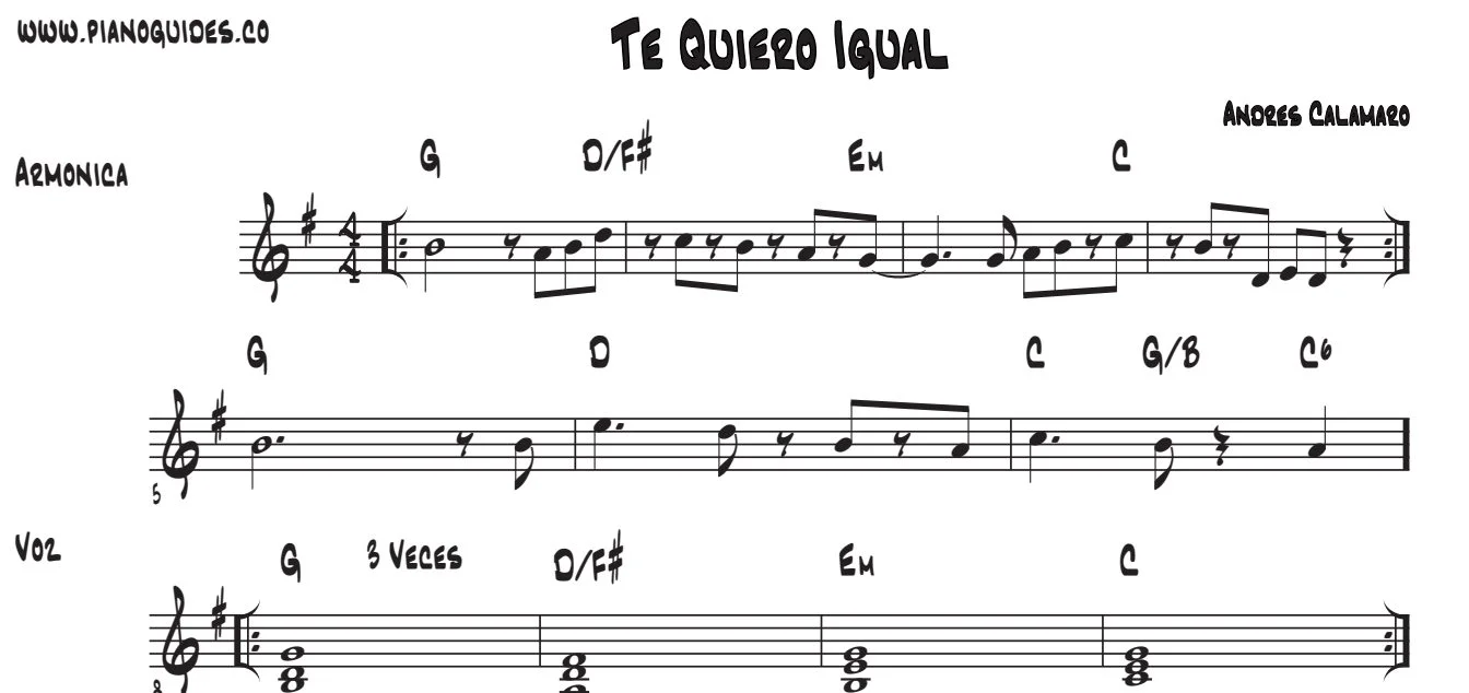 Título y primeras líneas de la guía de Te Quiero Igual