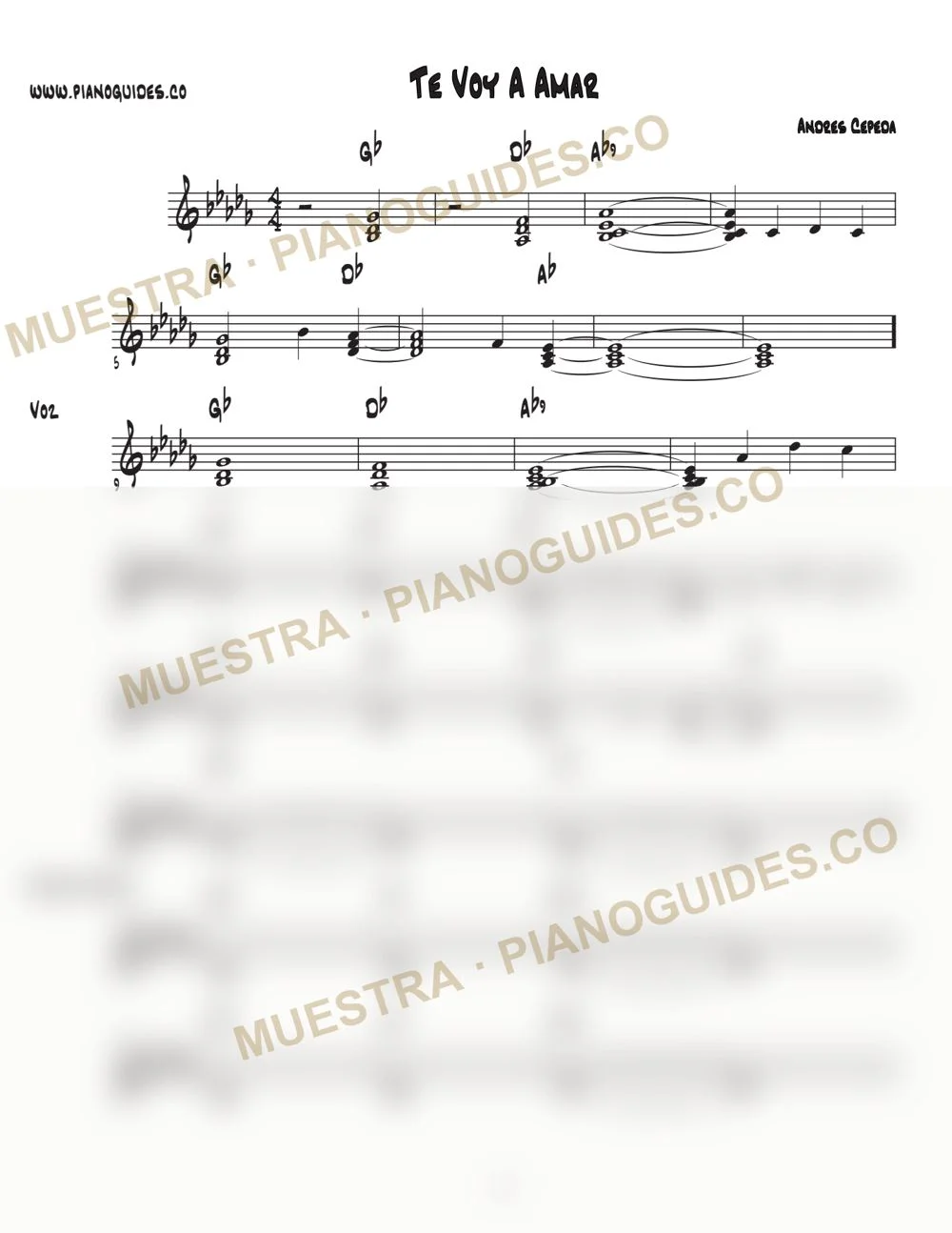 Primera página de la guía Te Voy A Amar