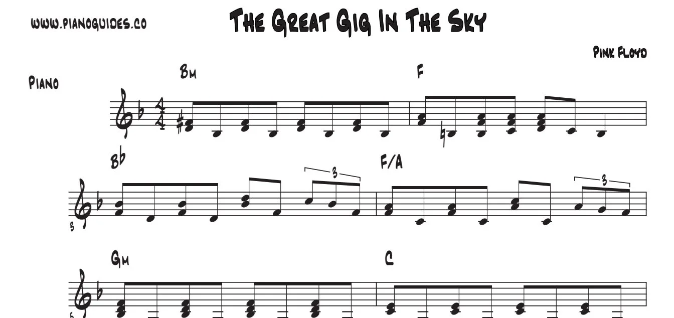 Título y primeras líneas de la guía de The Great Gig In The Sky