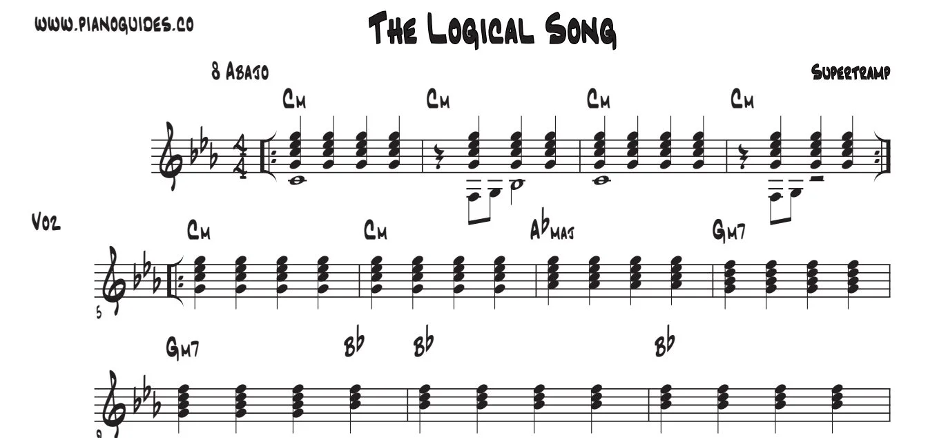 Título y primeras líneas de la guía de The Logical Song