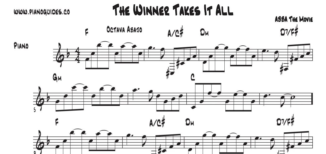 Título y primeras líneas de la guía de The Winner Takes It All (The Movie)