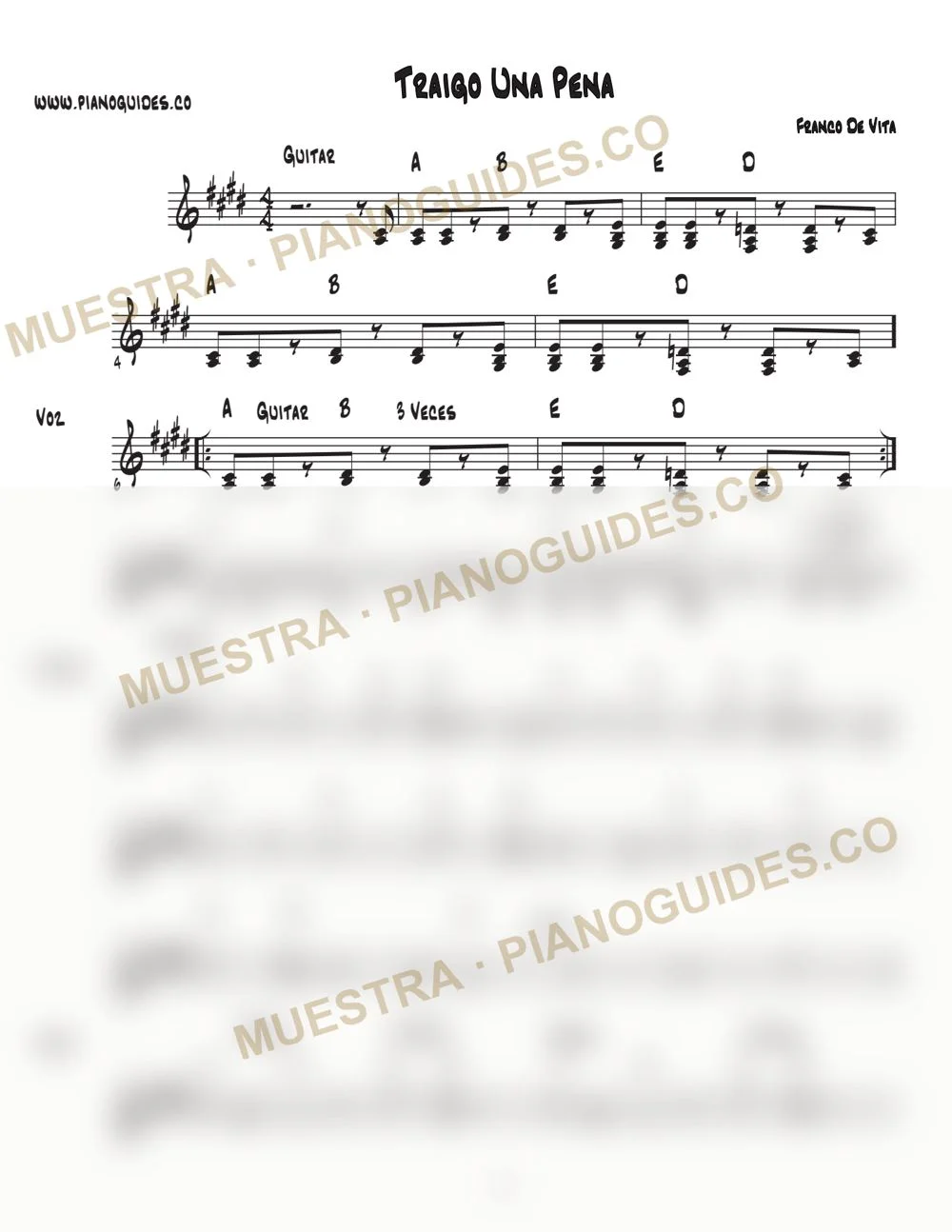Primera página de la guía Traigo Una Pena