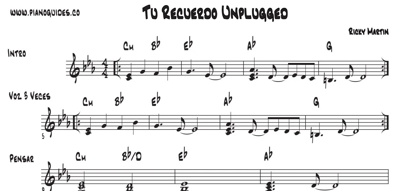 Título y primeras líneas de la guía de Tu Recuerdo (Unplugged)