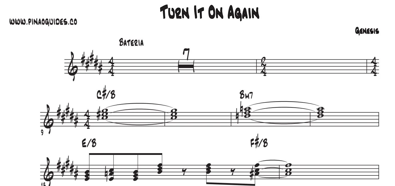 Título y primeras líneas de la guía de Turn It On Again