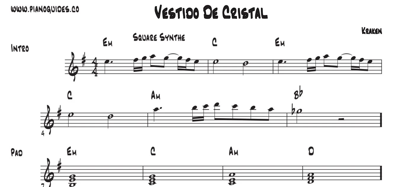 Título y primeras líneas de la guía de Vestido De Cristal