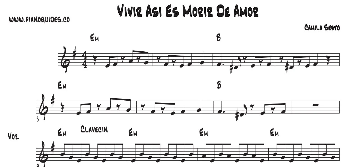 Título y primeras líneas de la guía de Vivir Así Es Morir De Amor