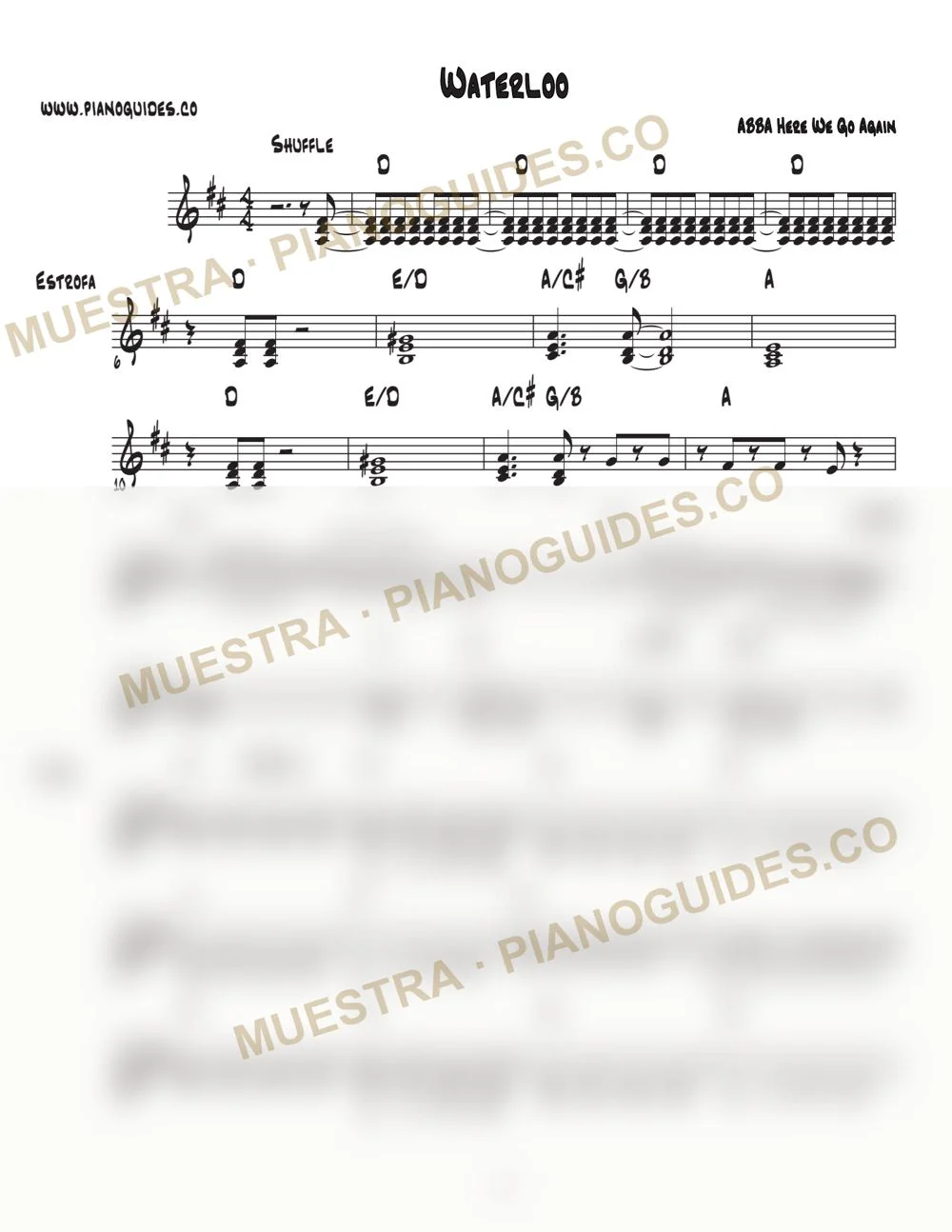 Primera página de la guía Waterloo (Here We Go Again)