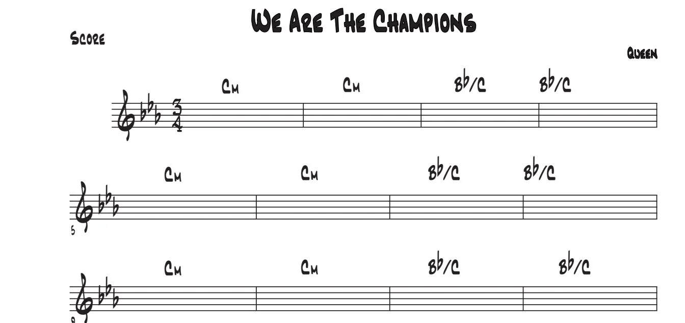 Título y primeras líneas de la guía de We Are The Champions (Original)