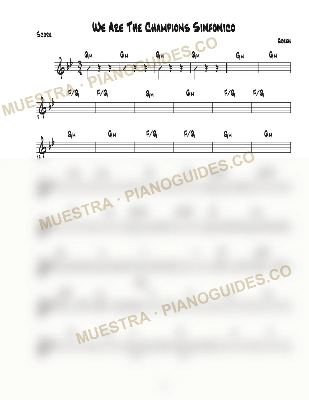 Primera página de la guía We Are The Champions (Sinfonico)