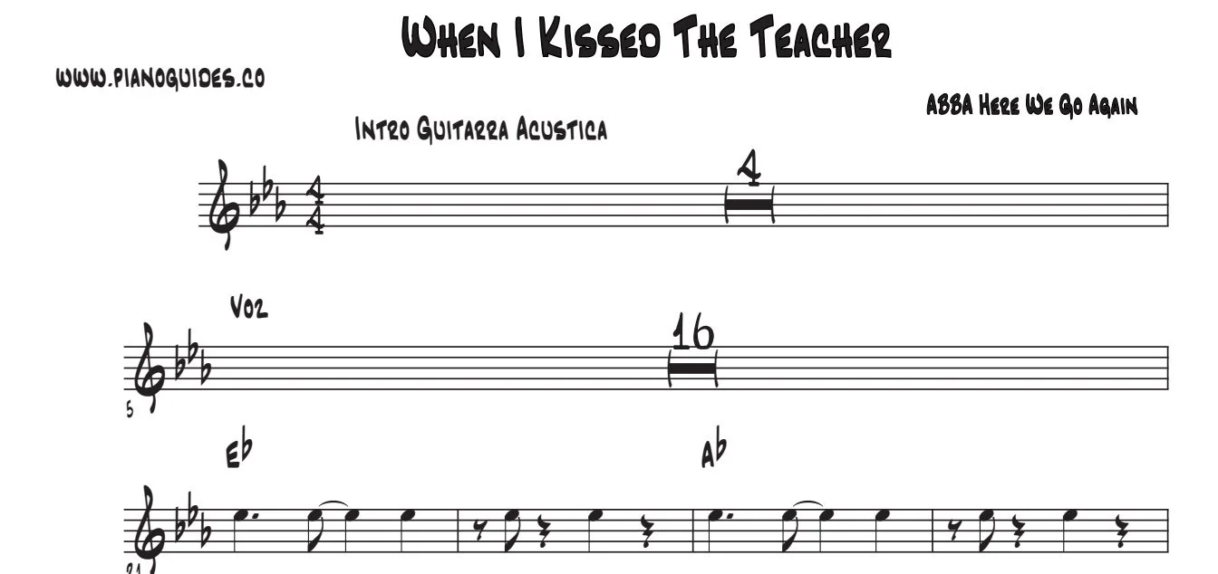 Título y primeras líneas de la guía de When I Kissed The Teacher