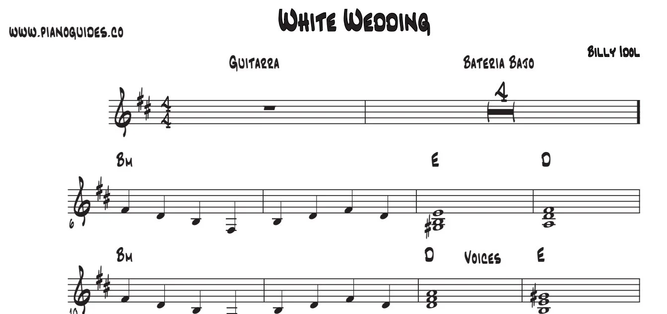 Título y primeras líneas de la guía de White Wedding