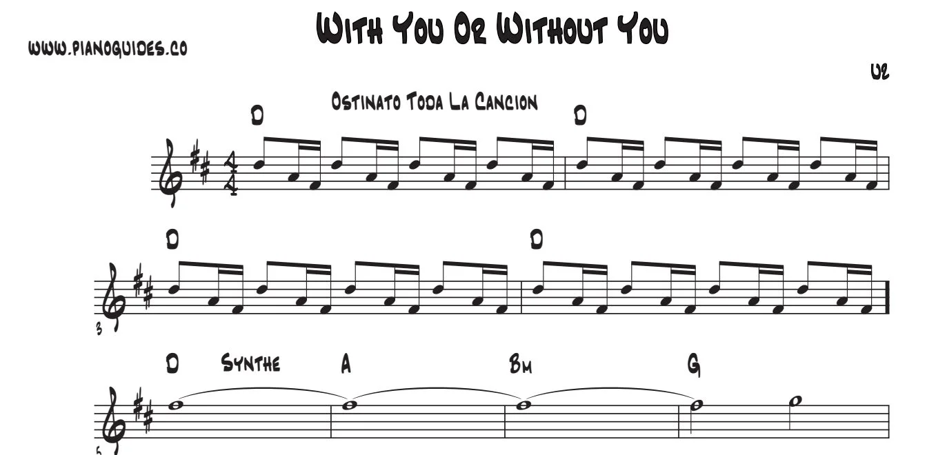 Título y primeras líneas de la guía de With Or Without You