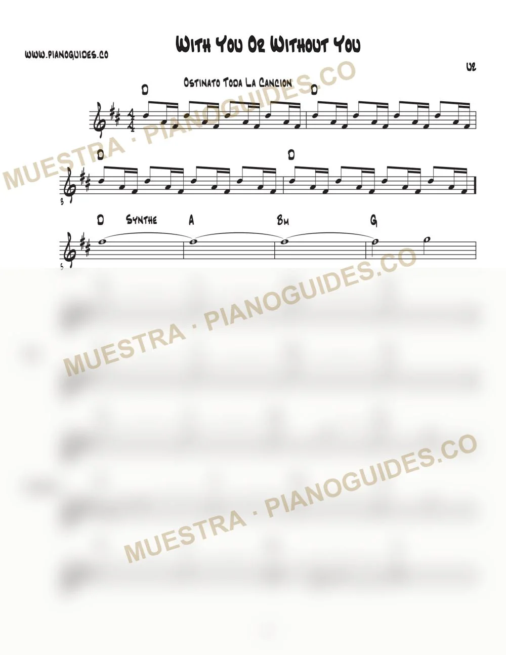 Primera página de la guía With Or Without You