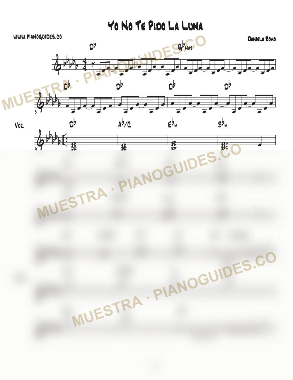 Primera página de la guía Yo No Te Pido La Luna