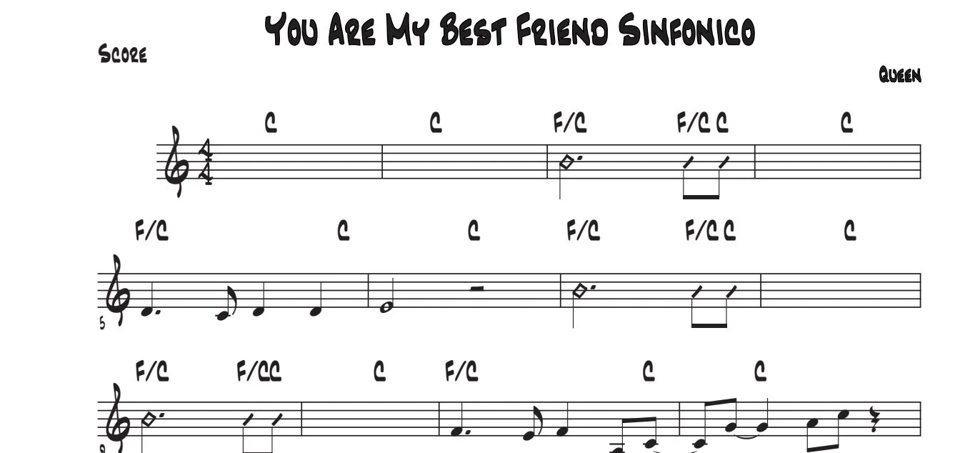 Título y primeras líneas de la guía de You're My Best Friend (Sinfonico)