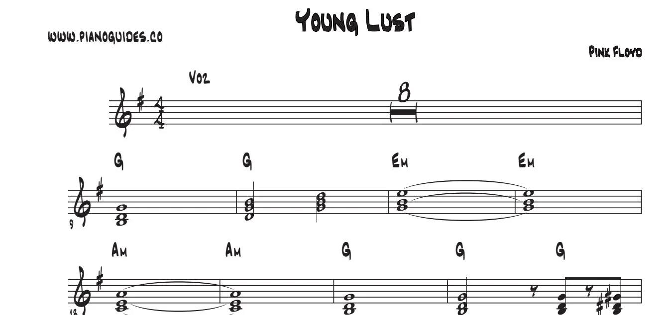 Título y primeras líneas de la guía de Young Lust