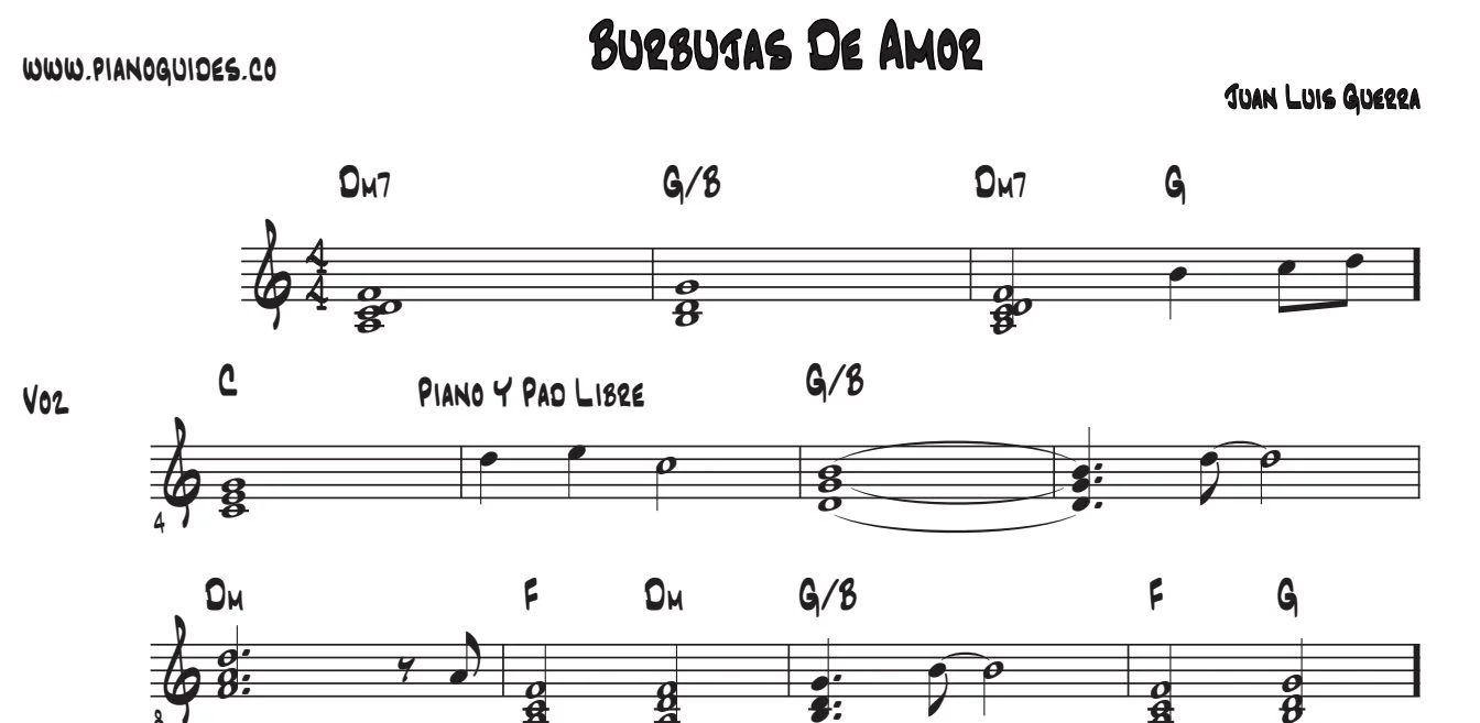 Título y primeras líneas de la guía de Burbujas De Amor