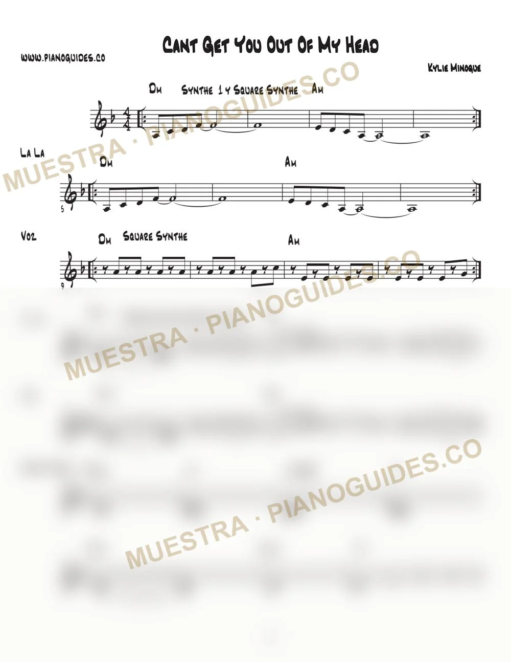 Primera página de la guía Can't Get You Out Of My Head