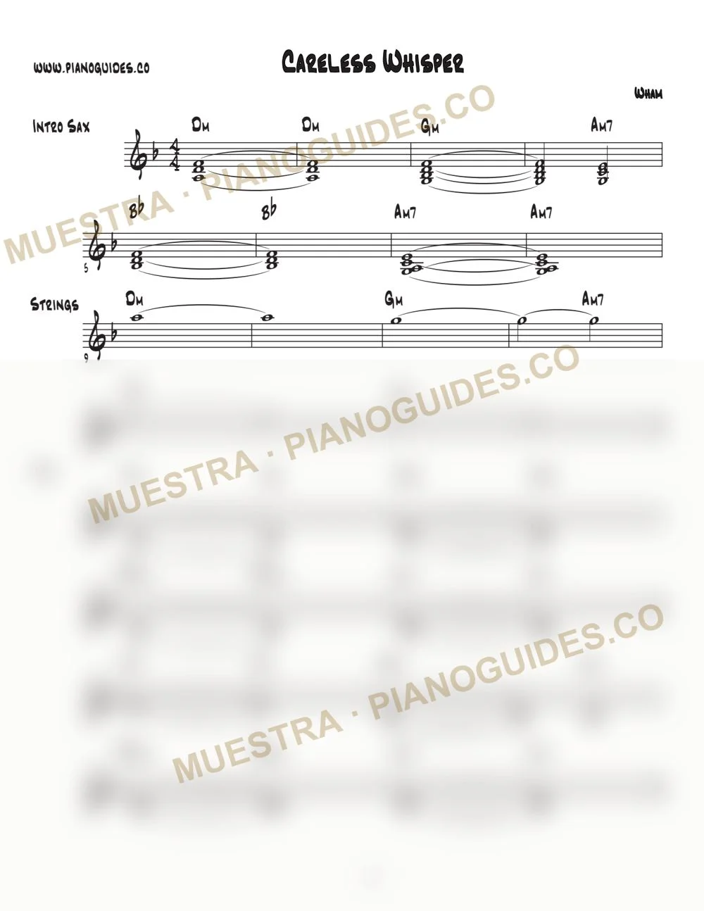 Primera página de la guía Careless Whisper
