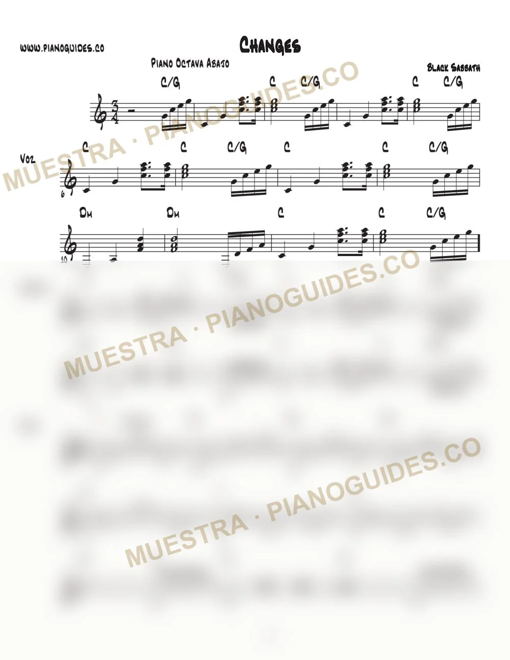 Primera página de la guía Changes