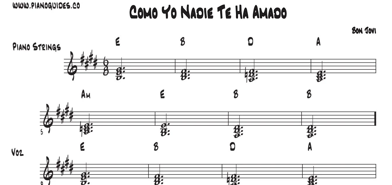 Título y primeras líneas de la guía de Como Yo Nadie Te Ha Amado