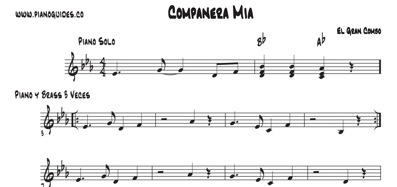 Título y primeras líneas de la guía de Compañera Mía