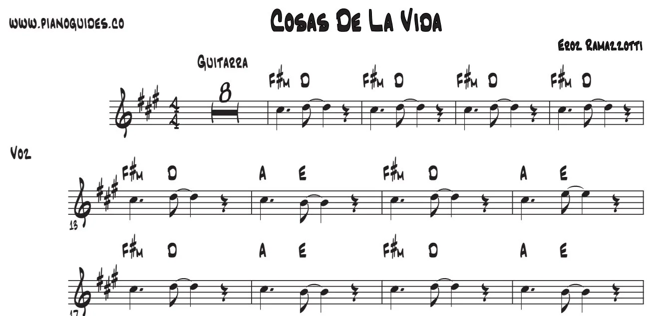 Título y primeras líneas de la guía de Cosas De La Vida