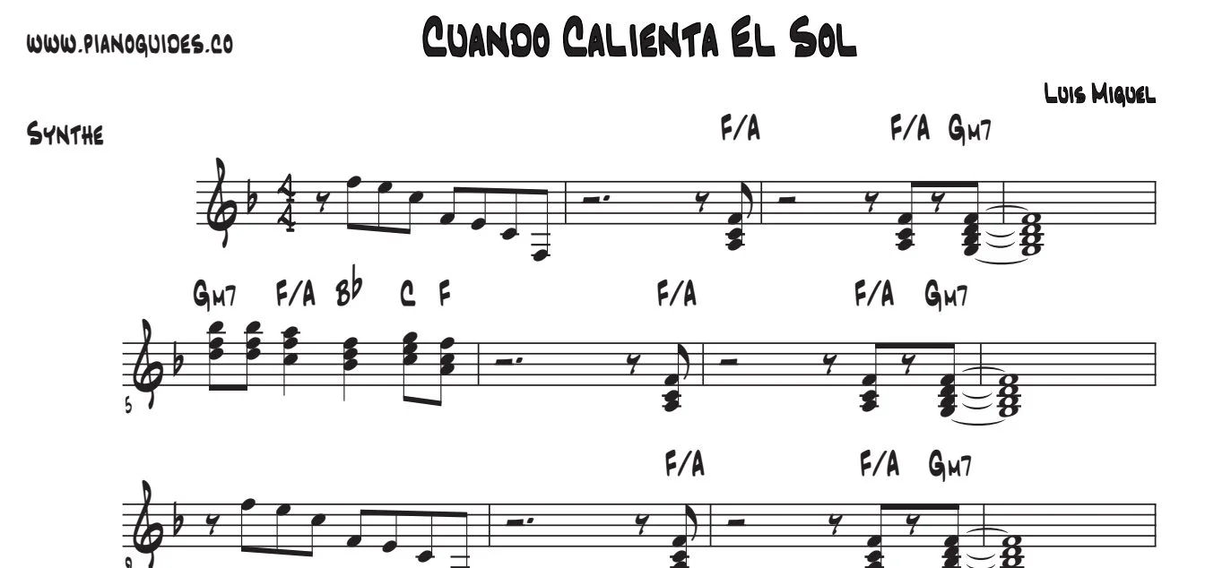 Título y primeras líneas de la guía de Cuando Calienta El Sol
