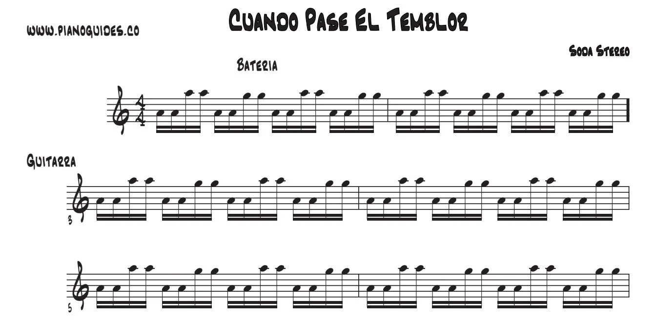 Título y primeras líneas de la guía de Cuando Pase El Temblor