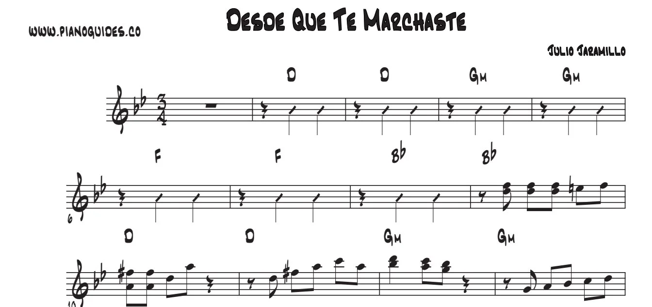 Título y primeras líneas de la guía de Desde Que Te Marchaste