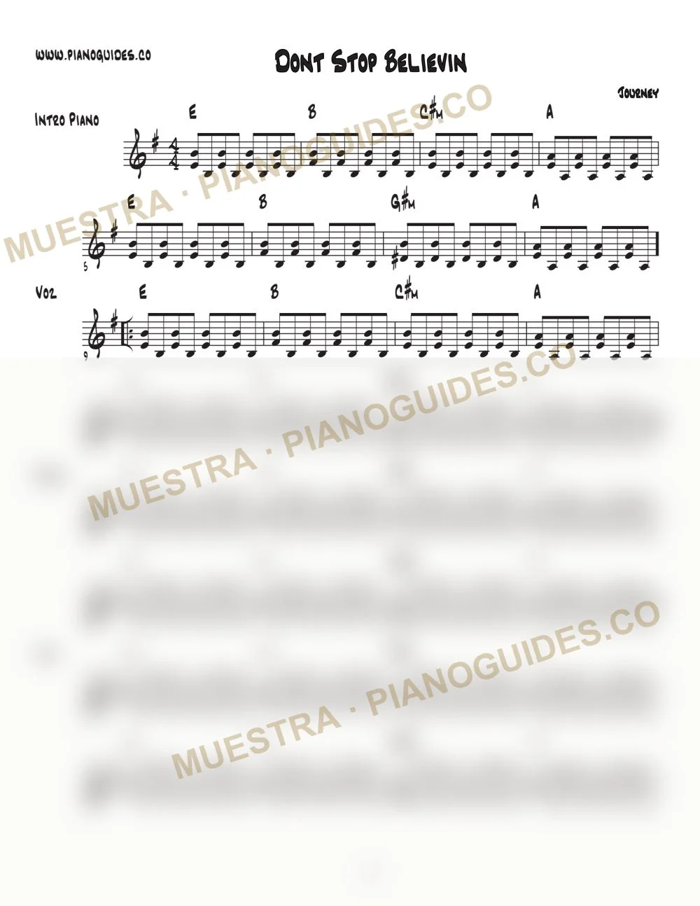 Primera página de la guía Don't Stop Believin'