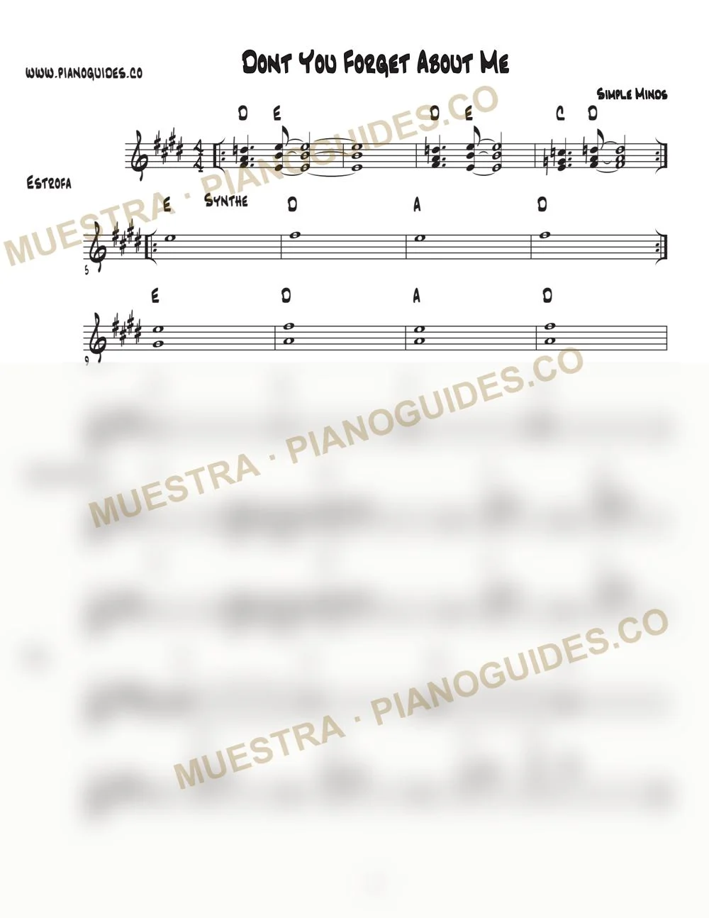 Primera página de la guía Don't You Forget About Me