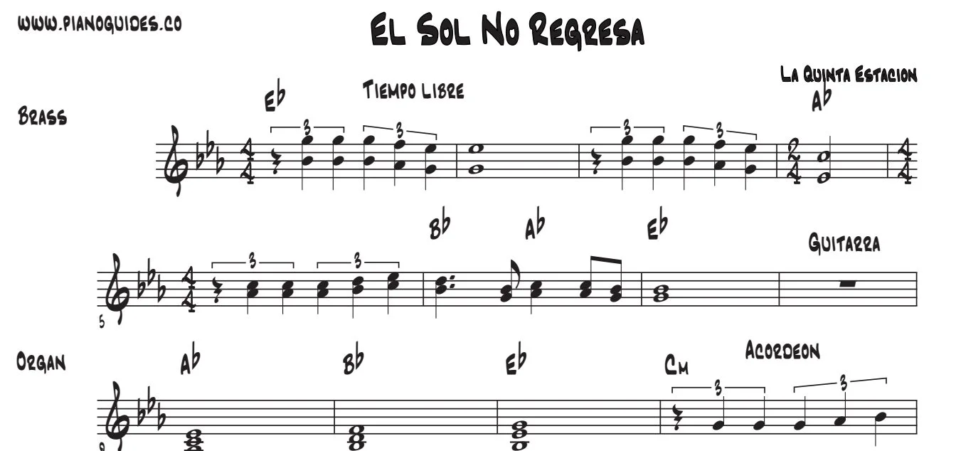 Título y primeras líneas de la guía de El Sol No Regresa