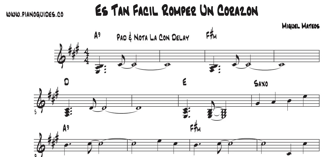 Título y primeras líneas de la guía de Es Tan Fácil Romper Un Corazón