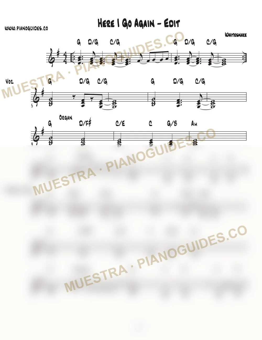 Primera página de la guía Here I Go Again (Edit)