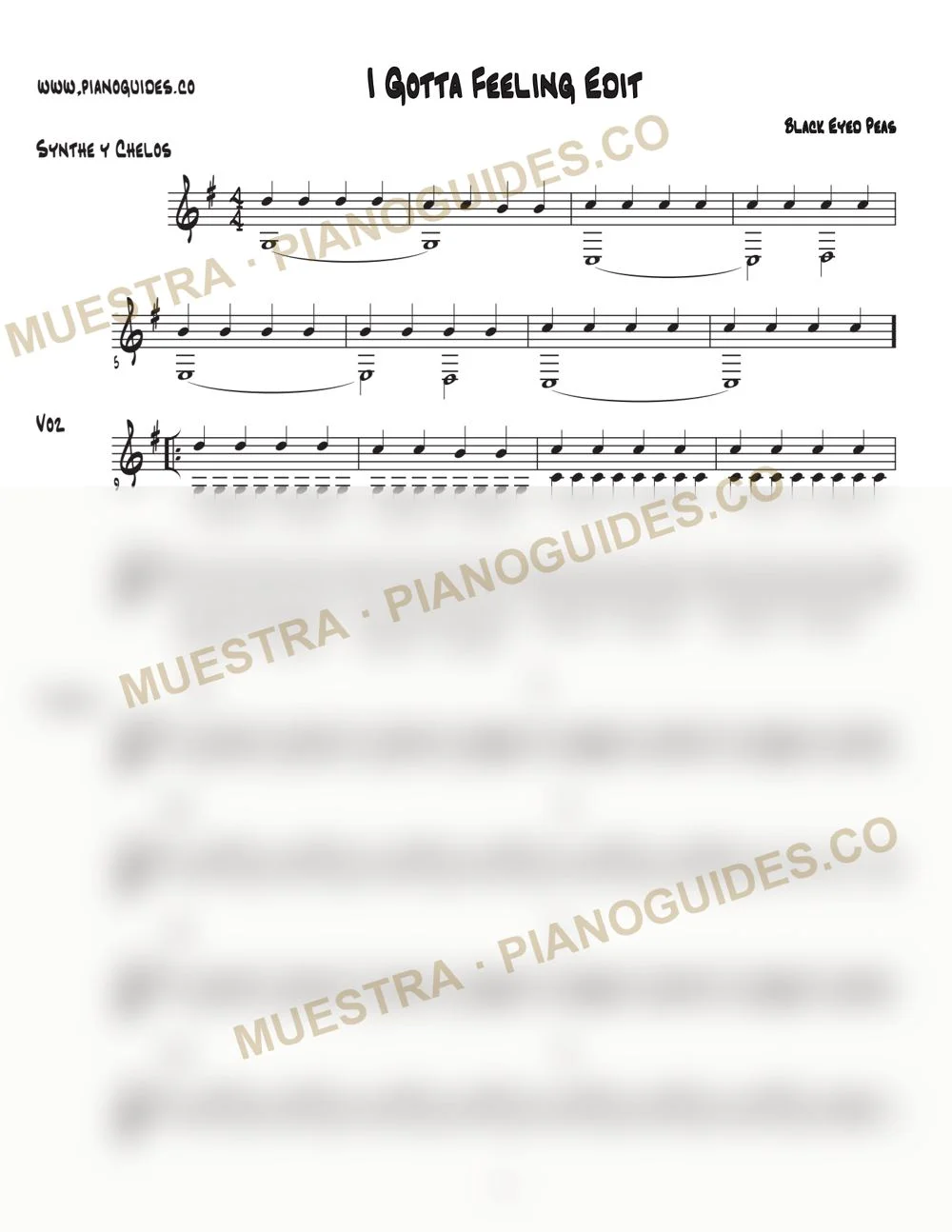 Primera página de la guía I Gotta Feeling (Edit)