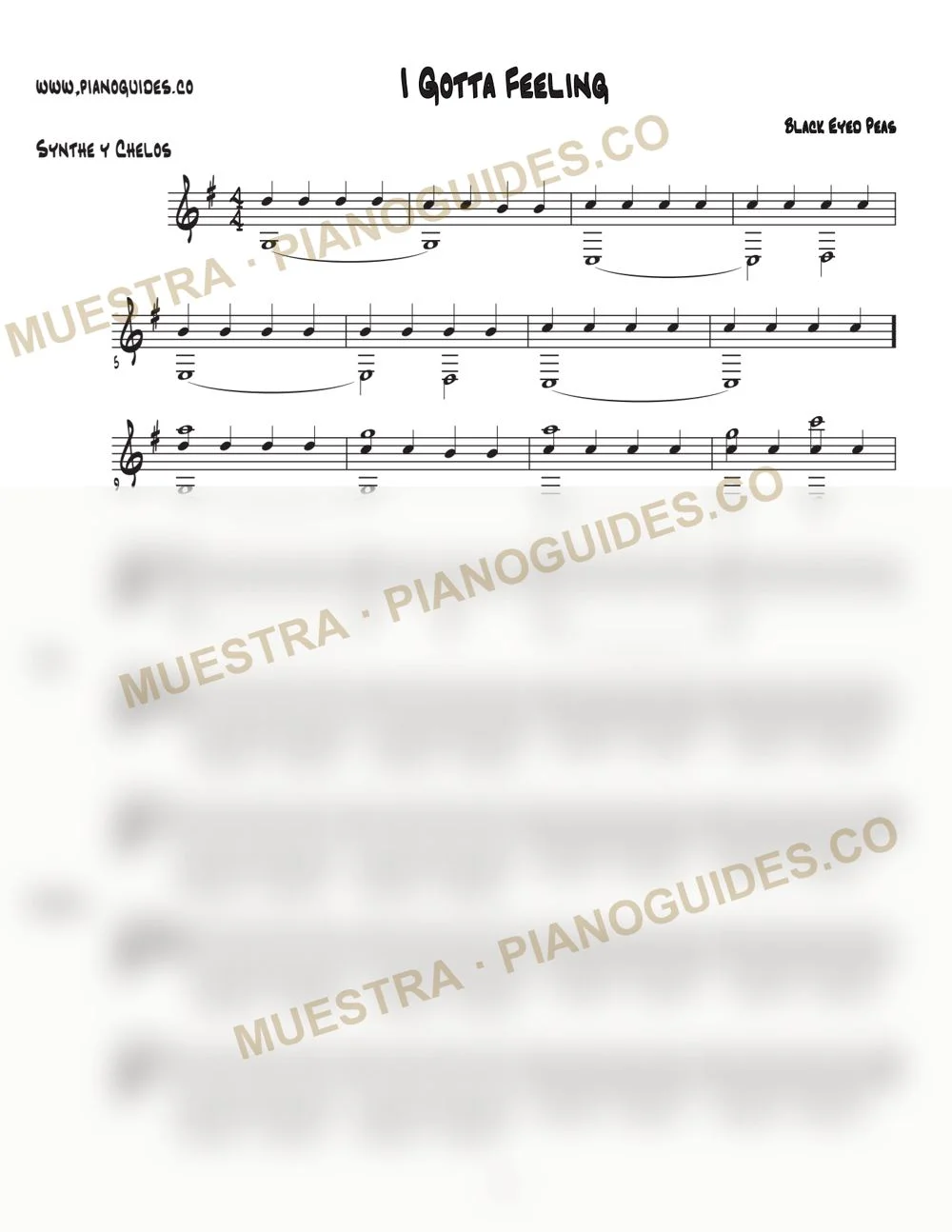 Primera página de la guía I Gotta Feeling