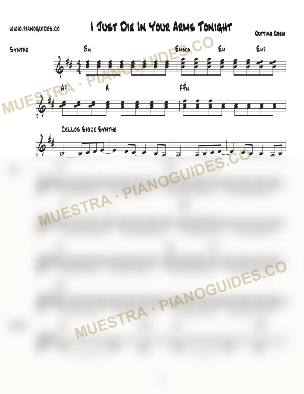 Primera página de la guía I Just Died In Your Arms Tonight