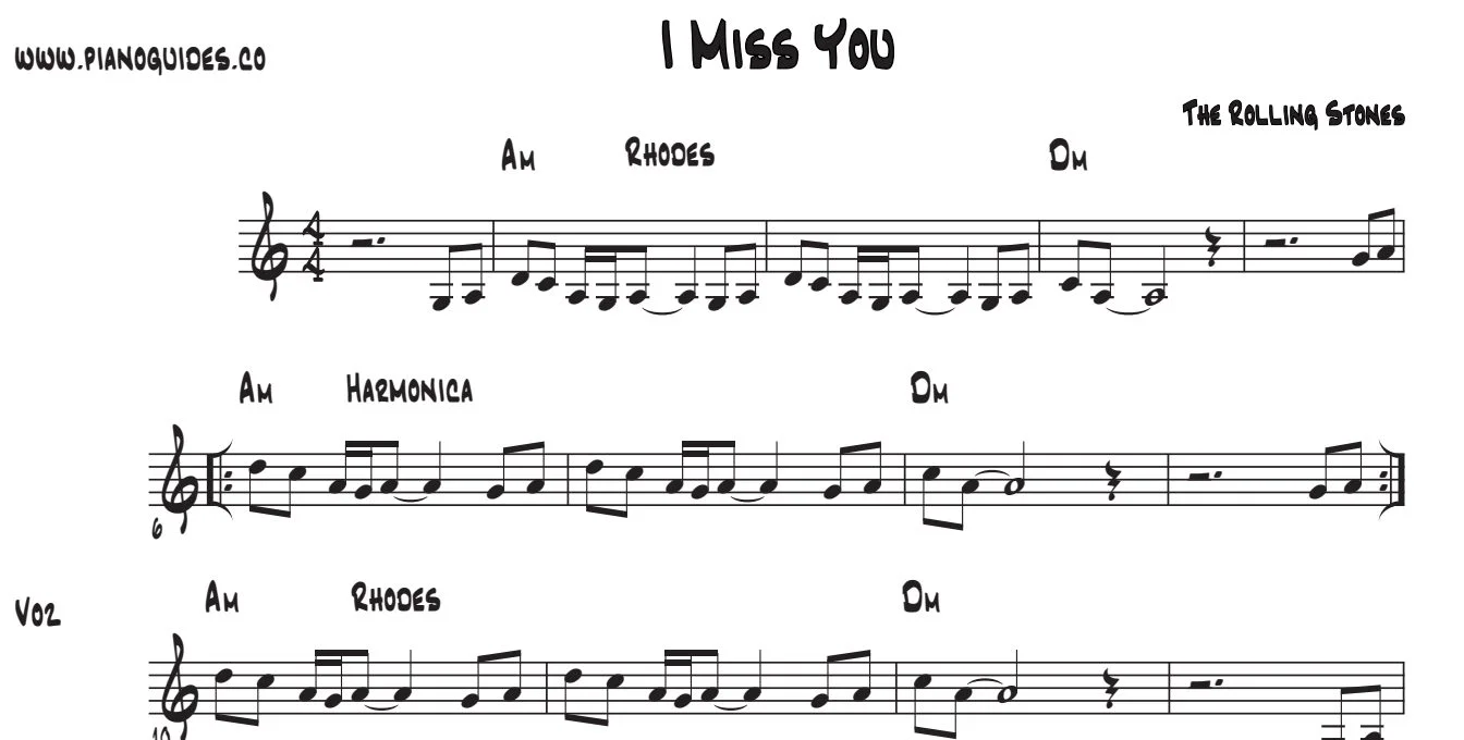 Título y primeras líneas de la guía de I Miss You