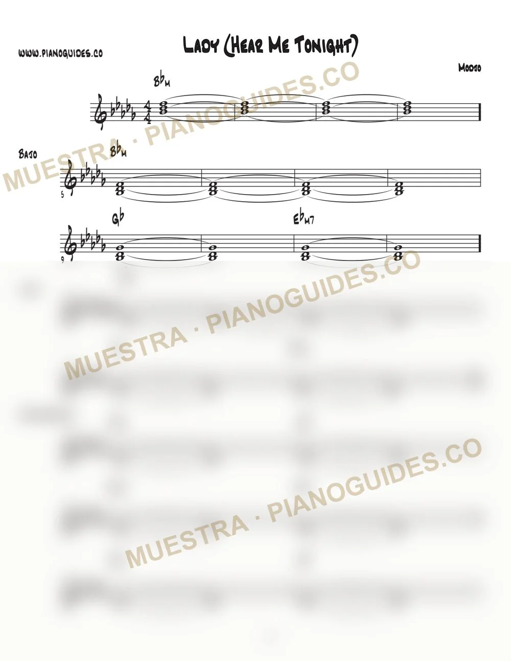 Primera página de la guía Lady (Hear Me Tonight)