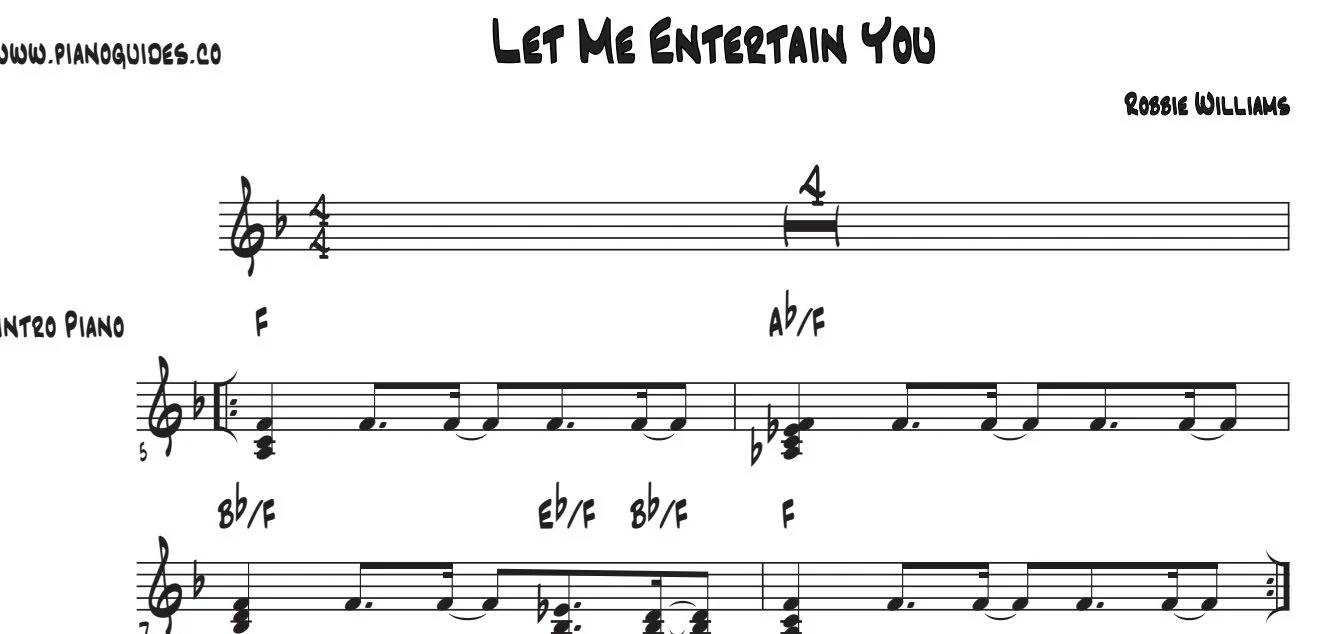 Título y primeras líneas de la guía de Let Me Entertain You