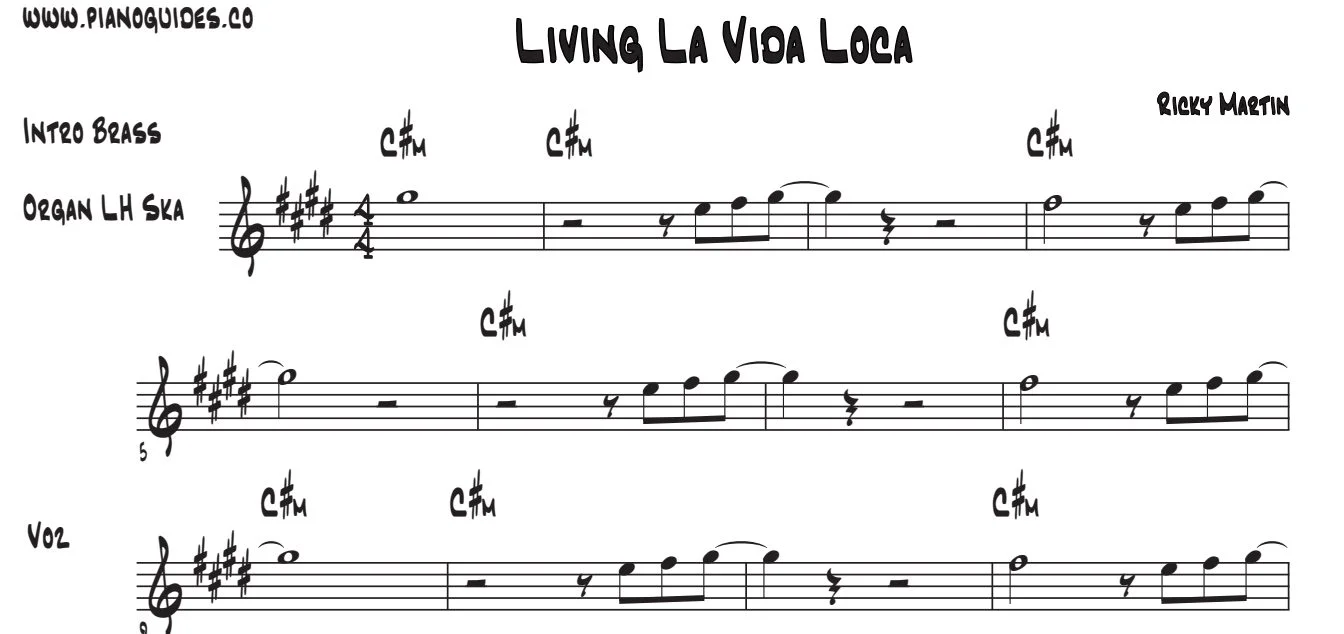 Título y primeras líneas de la guía de Livin' La Vida Loca
