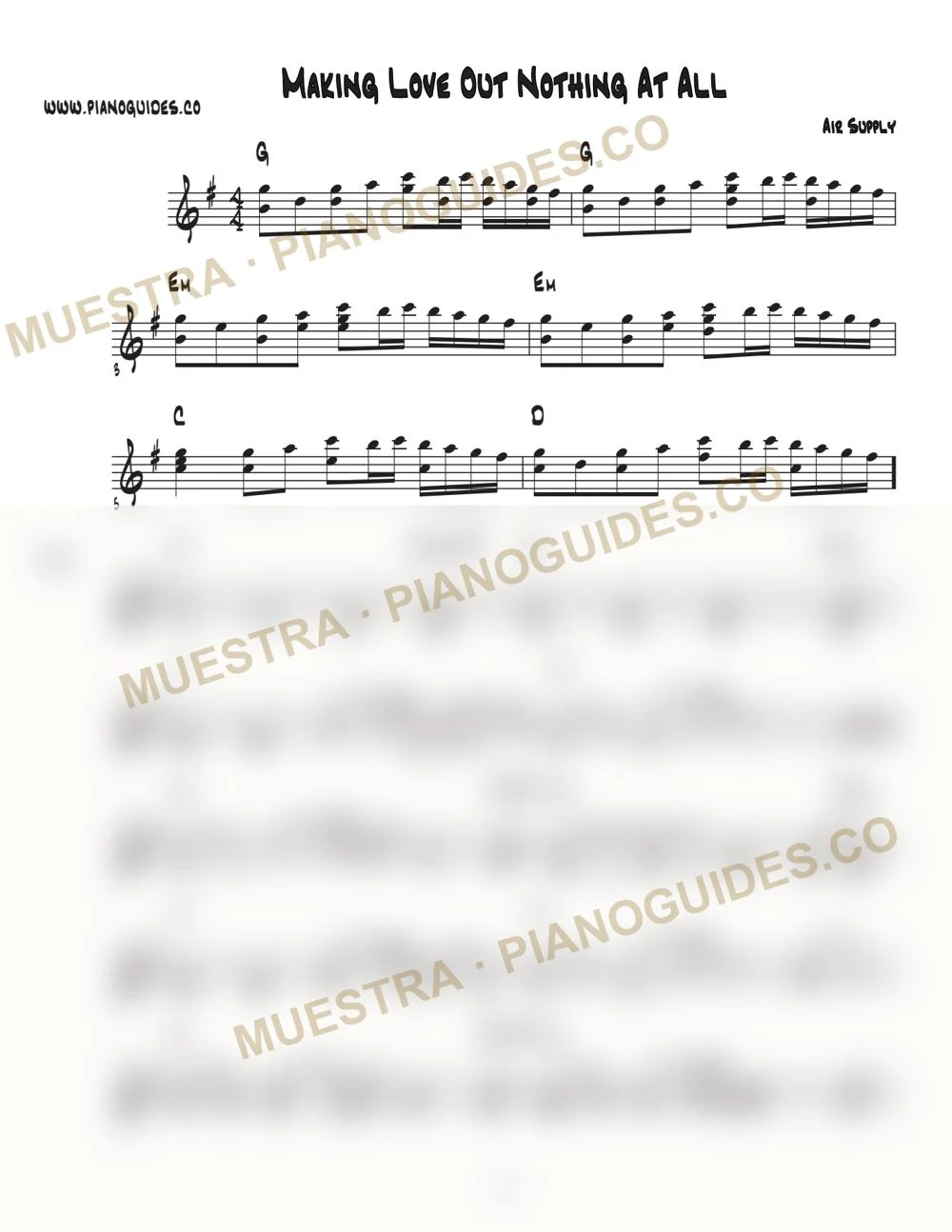 Primera página de la guía Making Love Out Of Nothing At All