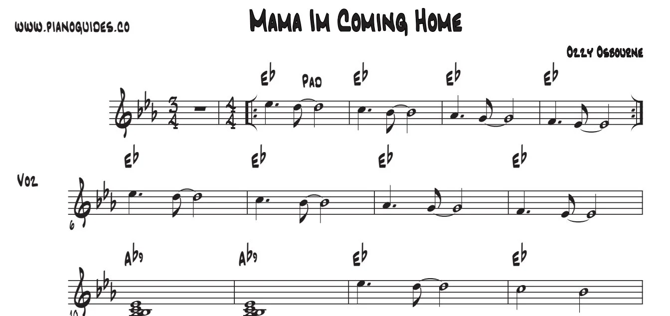 Título y primeras líneas de la guía de Mama I'm Coming Home