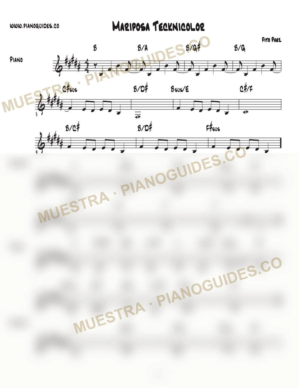 Primera página de la guía Mariposa Tecknicolor