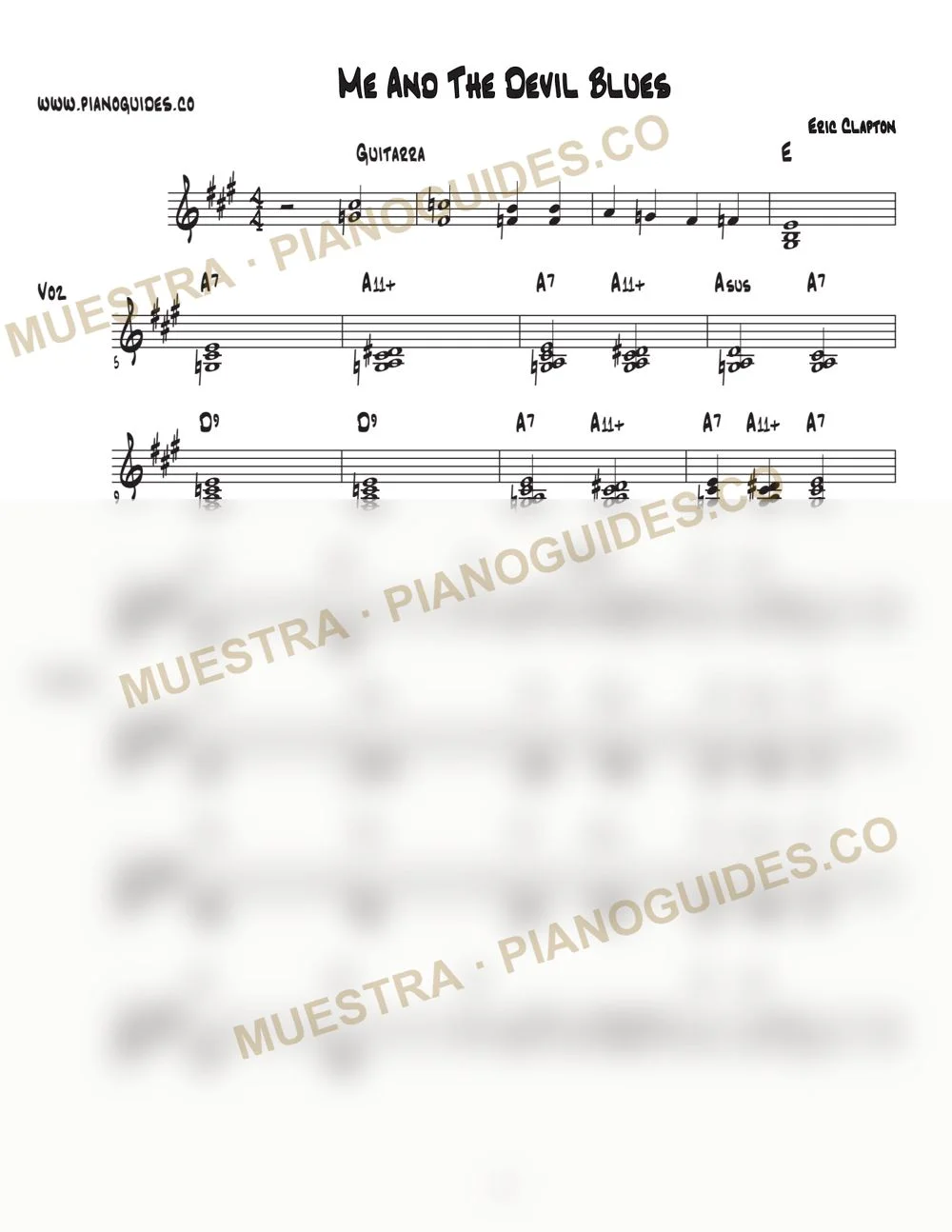 Primera página de la guía Me And The Devil Blues