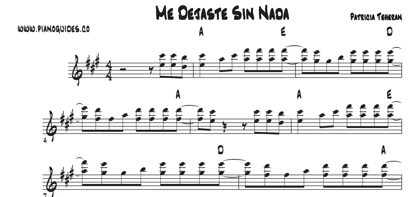 Título y primeras líneas de la guía de Me Dejaste Sin Nada