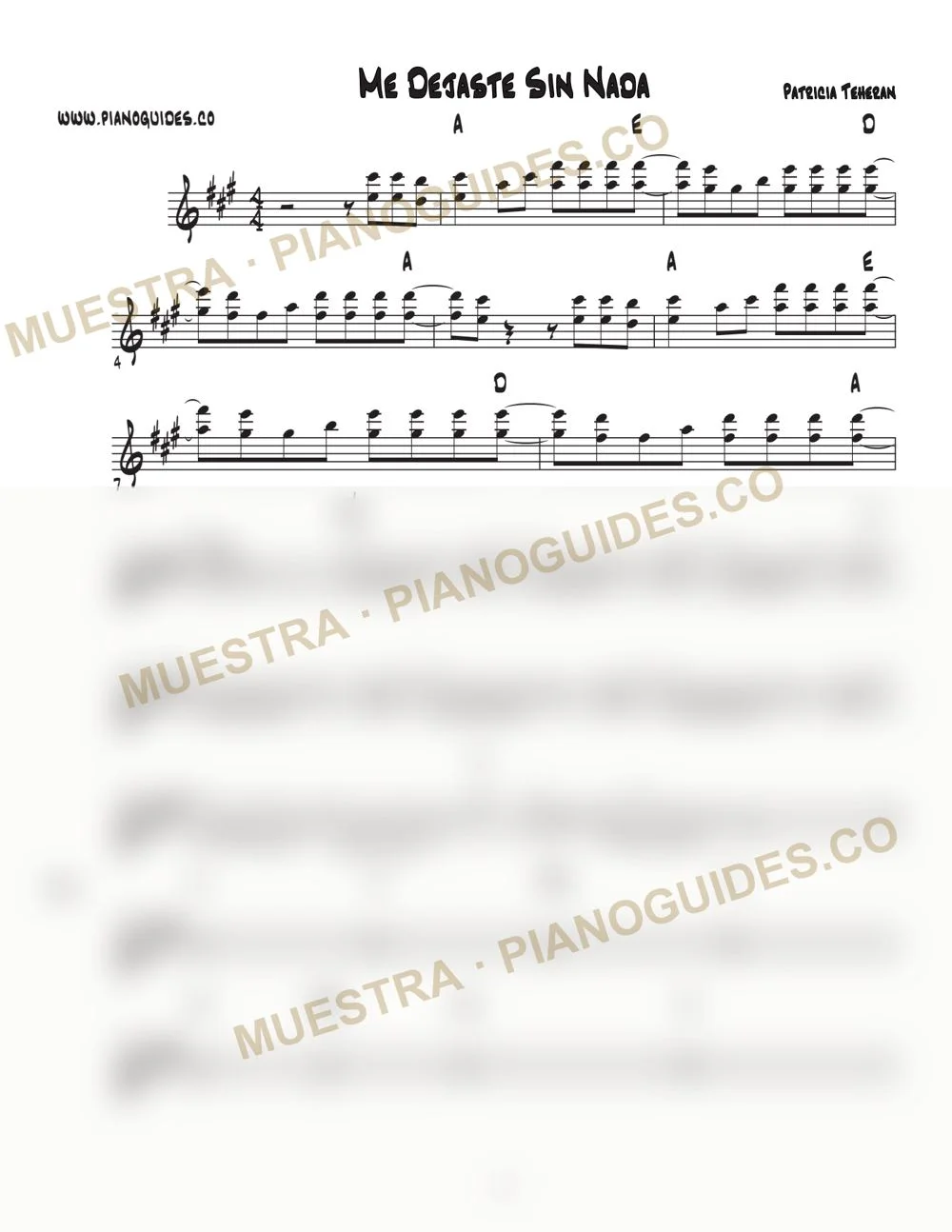 Primera página de la guía Me Dejaste Sin Nada