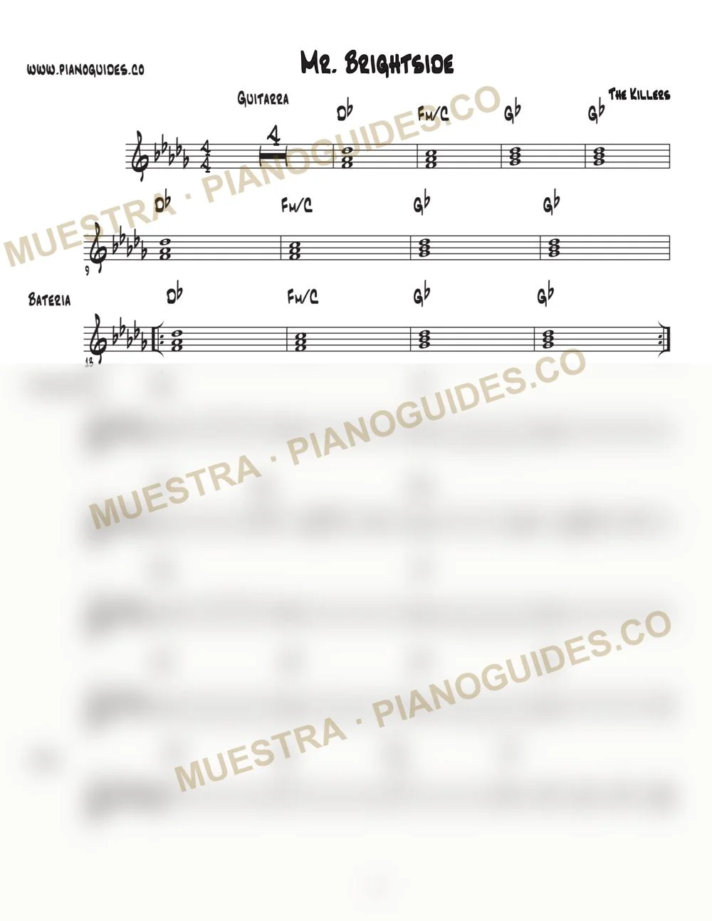Primera página de la guía Mr. Brightside